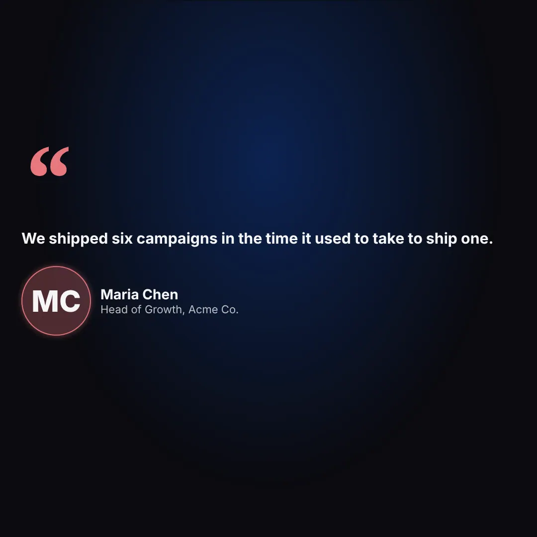 Poster frame for Testimonial Quote — Square (1:1) ad creative