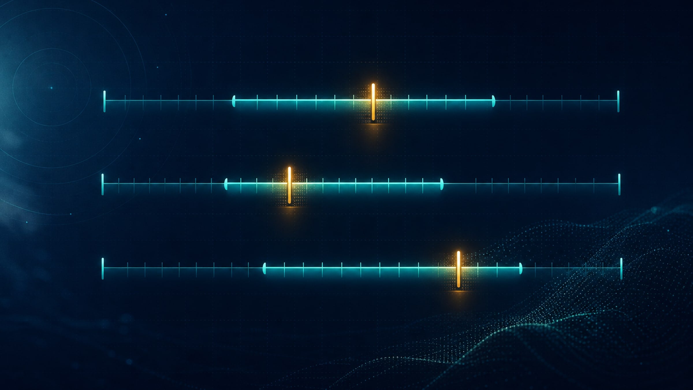 Three horizontal CPA benchmark tracks with amber median markers at different positions, suggesting platform cost comparison without treating every CPA as the same event.