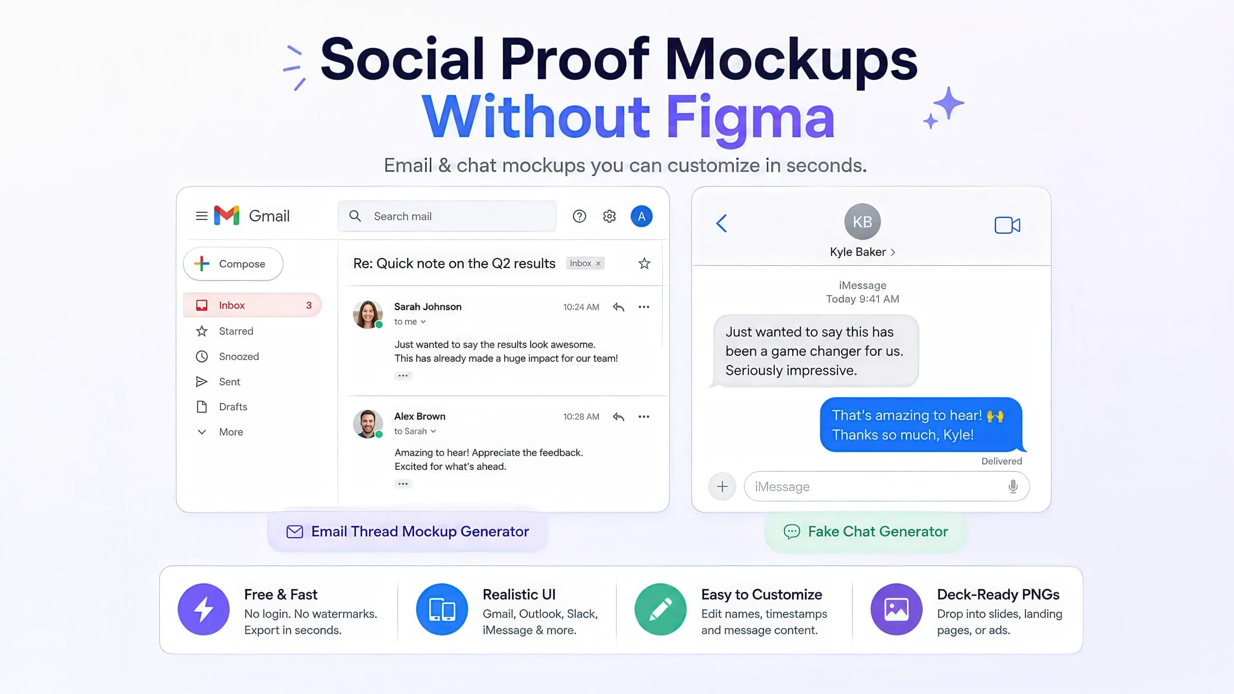 Social Proof Mockups Without Figma: Email & Chat Generators for Decks