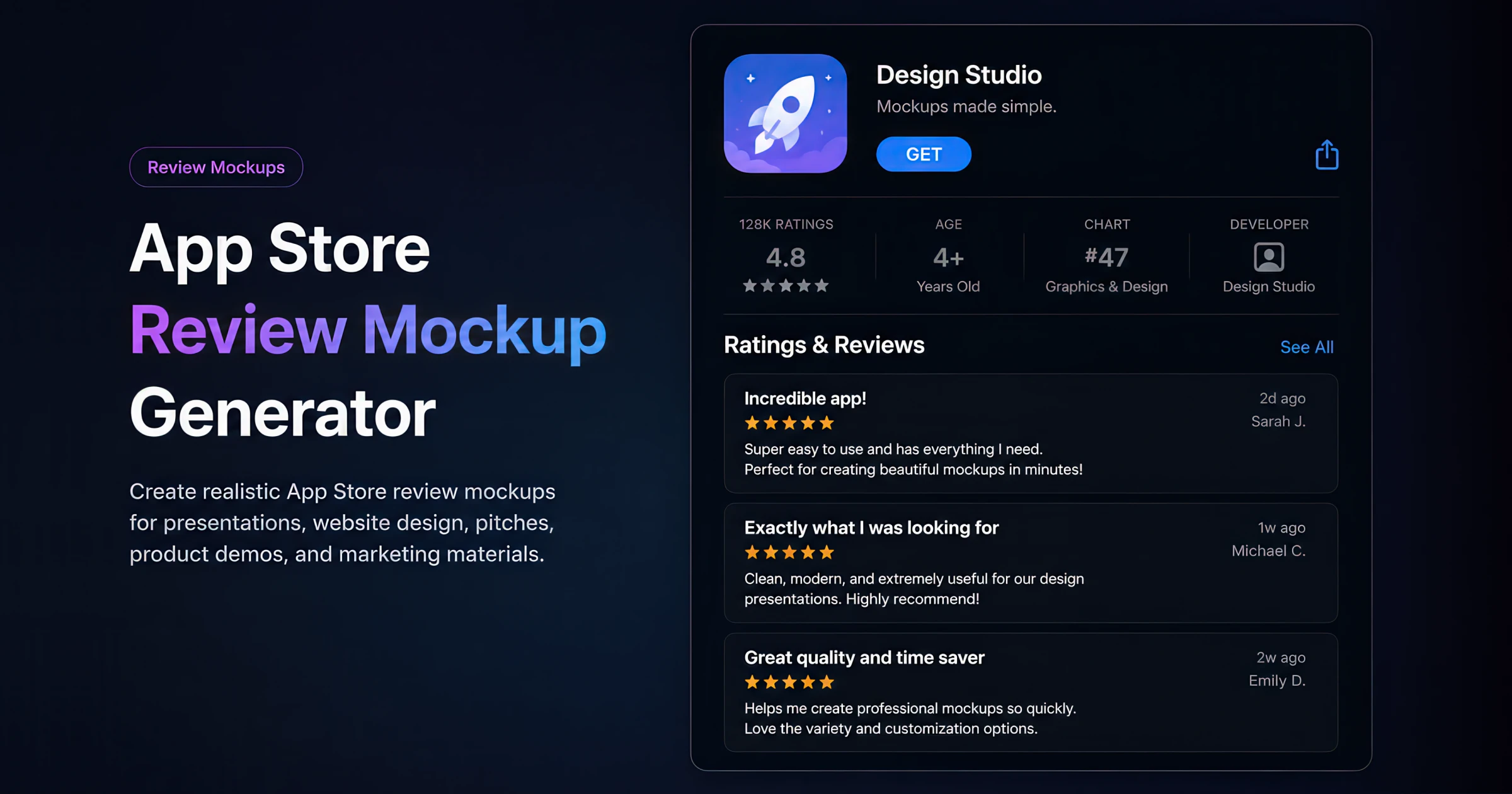 Free App Store Review Mockup Generator | Ratings & Reviews Previews ...